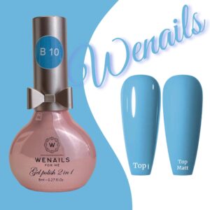 Vernis semi-permanent bleu ciel effet gel